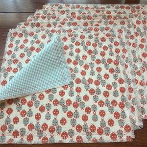 Handmade Ladybug Table Runner, 6 Reversible Placemats 6 Napkins